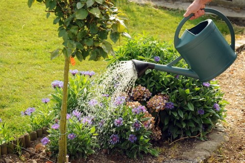 Gardener working in a Mottingham garden with tools